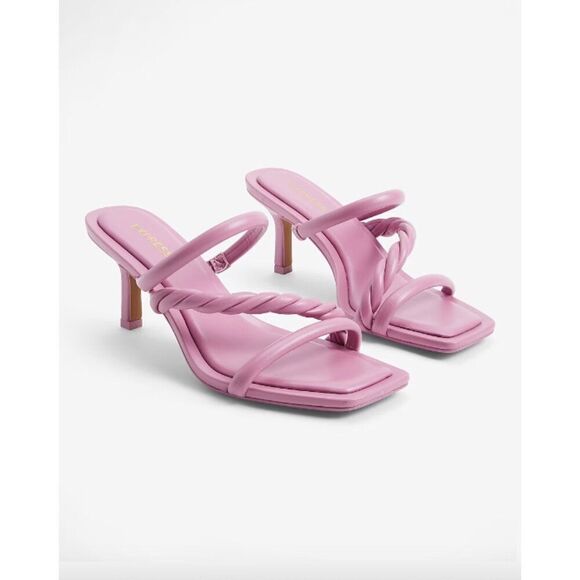 NWOT Express mauve pink strappy braided twist low heel mule sandals shoes - Picture 1 of 5